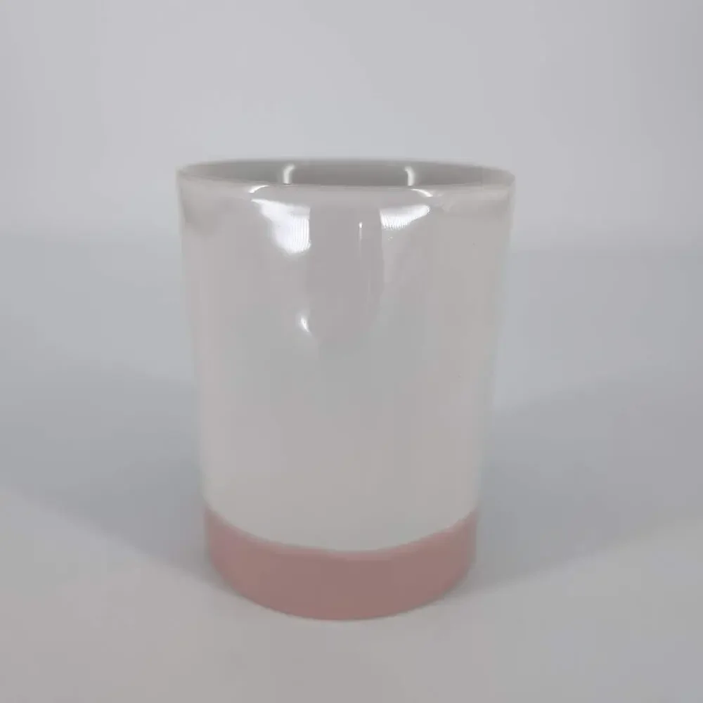 Hug In A Mug White and Pink Two Tone Ceramic Container for Succulents or Candles